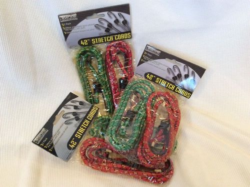 Nip - 6 qty - 42&#034; bungee cord tie-downs - 3 double packs, vinyl coated  sterling for sale
