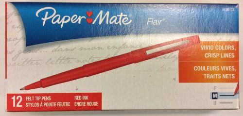 Papermate Point Guard Flair Red ink, Med Point, 1 Dozen, - PAP 8420152 (New)