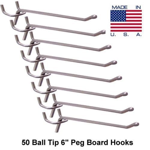 50 Brand New 6 Inch Peg Kit Garage Shelf Hanger Metal Pegboard Hooks BULK