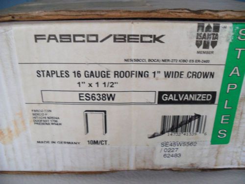 Fasco/beck staples 16 gauge 1&#034; crown galvanized 1&#034;x1 1/2&#034; 10,000 ct for sale