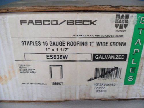 FASCO/BECK STAPLES 16 GAUGE 1&#034; CROWN GALVANIZED 1&#034;x1 1/2&#034; 10,000 CT