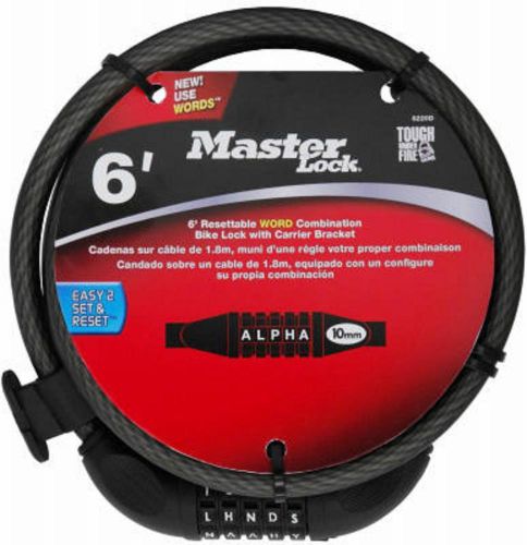 Master Lock 6&#039; x 3/8&#034;, Flexible Braided 10MM Steel Cable Lock 8220D
