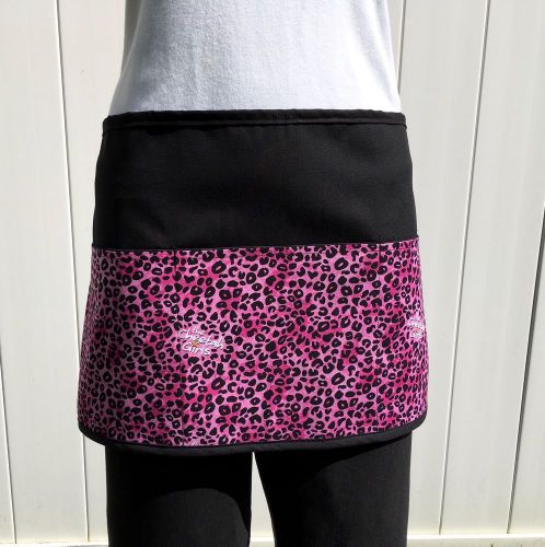 BLACK Cheetah 3 POCKET WAITRESS WAIST APRON BAR RESTAURANT SERVER Classyaprons