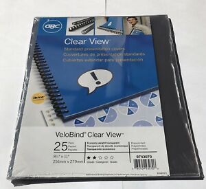 New and Sealed GBC VeloBind Clear View Standard Presentation Covers 25 Pack