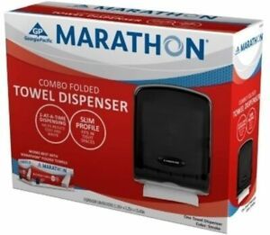 Marathon Combo Folded Towel Dispenser Color Smoke, Holds C-Fold, S-Fold, and M-F