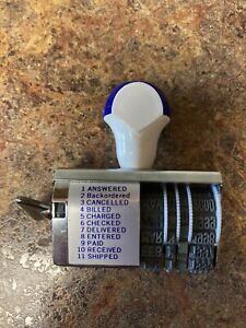 Vintage 11-Message Dial-A-Phrase Rubber Stamp Dater: billed, paid, date, etc.