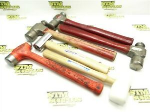 LOT OF 6 HAMMERS PLUMB 32OZ BALL PEEN + STANLEY 24OZ + VAUGHN NYLON FACE MALLET