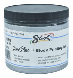 Sax True Flow Water Soluble Block Printing Ink, 1 Pint Jar, Silver