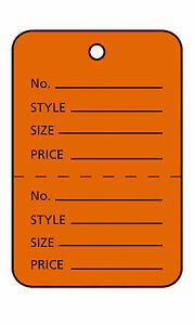 Retail Price Tag - Orange - Unstrung - 1” W x 1”H - Case of 1,000