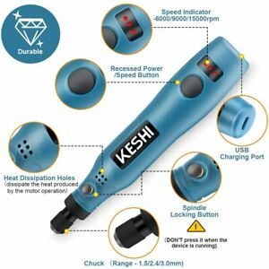 KeShi Cordless Rotary Tool, Upgraded 3.7V Li-ion Rotary Accessory Kit with 42 Pi