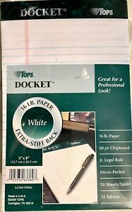 TOPS Docket 63360 5&#034; x 8&#034; Pads, Jr. Legal Rule, White Paper, 50 Sheets, 12-Pack