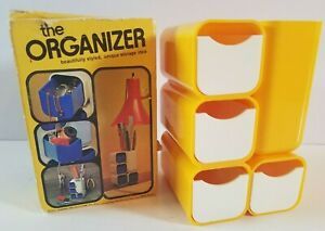 Vintage Yellow Office Organizer Desk Caddy MOD Mid Century Modern w/ Box MINT