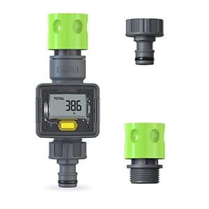 RAINPOINT Water Meter, LCD Water Flow Meter Smart Flowmeters with Two Quick for