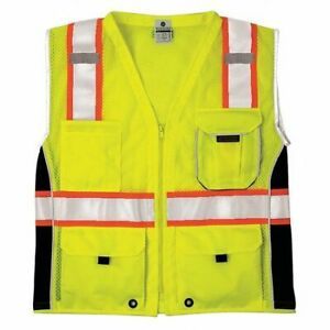 ML KISHIGO 1513-XL XL Black Panels Safety Vest, Lime