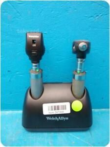 WELCH ALLYN 71140 UNIVERSAL DESK CHARGER W/ TWO RECHARGEABLE BATTERY HANDLES !