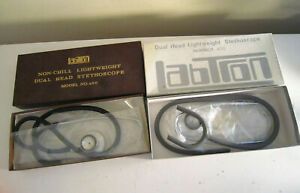 (2) VIntage New Labtron Dual Head Lightweight Stethoscope Medical No 400