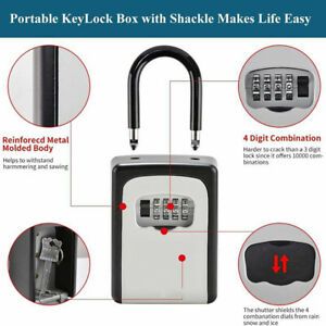 Wall Mounted 4-Digit Combination Key Lock Storage Safe Security Box Outdoor Home