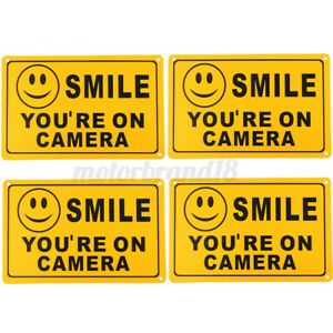 4x YOU&#039;RE ON CAMERA Yellow Business Security Sign CCTV Video Surveillance