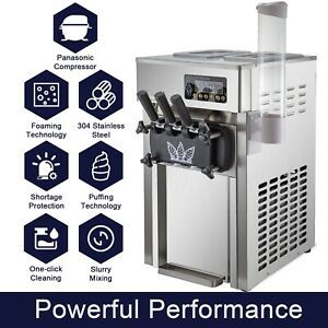 Vevor Commercial Soft Serve Ice Cream Maker,4.7 Gallon Per Hr Counter, 3 Flav