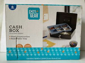 Pen + Gear Cash Box with Removable Cash Tray Black Key Lock Carry Handle OPENBoX