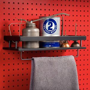 MADD TOOLS DOUBLE D for DOUBLE DUTY Pegboard Shelf with Towel Rod, Black Pegboar