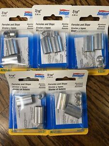 Lot Of 10: NATIONAL V3231 N283-861 FERRULES AND STOPS, 3/16&#034;, ALUMINIUM,