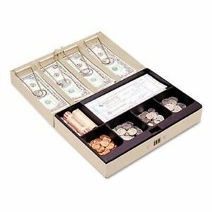 SteelMaster Steel Lay-Flat Cash Box w/6 Compartments, Sand (MMF221619003)