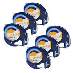 6PK Fabric Iron-on White Tape Label LT-18771 for DYMO LetraTag QX50 12MM X 2M