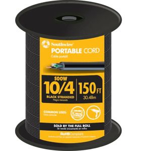150 ft. 10/4 600-Volt CU Black Flexible Portable Power SOOW Cord