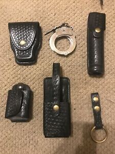 Black Leather Duty Belt Accessories Basketweave