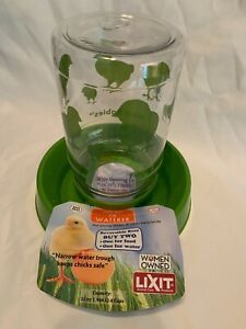 Farm Babies Baby Chick feeder/waterer 32oz Lixit Reversible Base Green BPA free