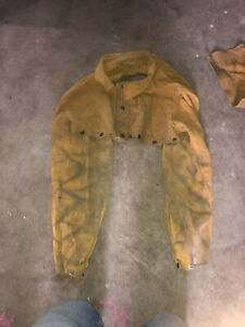 Large Heavy Duty Cowhide Brown Leather Welding Half Jacket Bib Please See Pics