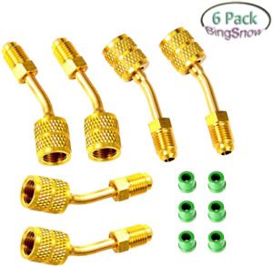 6 Pcs R410a Mini Split Adapter Charging Vacuum Port Adapter Brass Converter