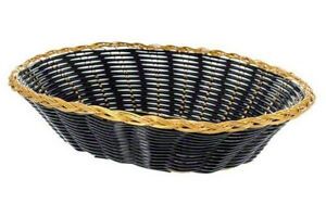 Update International BBV-97 Woven and Bread Black Vinyl Cord Basket with Gold