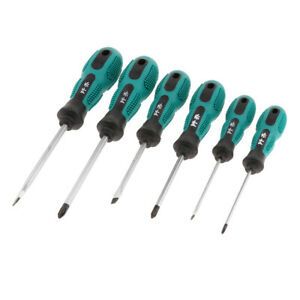 6 Pieces Non-Slip Handle Phillips Slotted Screwdriver Magnetic Tip Repair Tool
