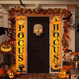 ukebobo Halloween Decorations Large Banner - Hocus Pocus Porch Signs, Witch for