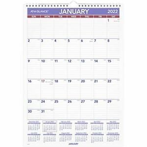 2022 Wall Calendar by AT-A-GLANCE, 12&#034; x 17&#034;, Medium, Monthly. Wirebound