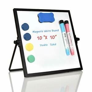 Small Desktop White Board 10&#034; X 10&#034; Portable Mini Magnetic Dry Erase