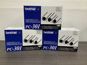 3 Genuine Brother 2 Pack PC-301 Printing Cartridges For FAX-750/770/775/870mc