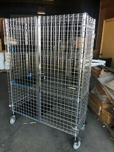 18&#034; x 48&#034; x 69&#034; mobile chrome wire security cage- excellent condition