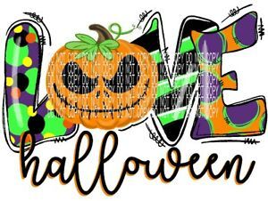 Sublimation Heat Transfer Design Love Halloween Doodle Letters