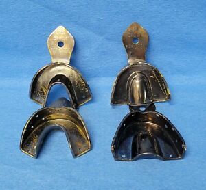 Set of 4 Dentsply Caulk Rim-Lock Metal Impression Trays, U15/L15 (two each).
