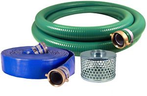 Aluminum Water Trash Pump Hose Kit Green Suction Hose Coupled PVC Tube