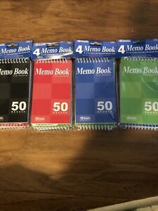 BAZIC 50 Sheets 3&#034; X 5&#034; Top Bound Spiral Memo Books, 1 Pack of 4 colors