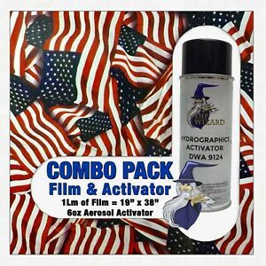 hydrographic film / activator Metallic American Flags hydro dip dipping wizard