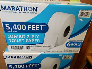 New-Sealed- Marathon Jumbo 2-Ply Toilet Paper 6-900ft Rolls = 5,400ft