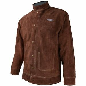 Welding Jacket Cowhide Leather Welding Coat Heat Flame Resistant Heavy Duty Weld