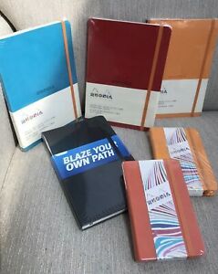 Lot Rhodia And One Moleskine Lined Notebooks 6 Total Soft &amp; Hardbound Colors NEW
