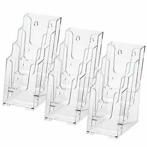 MaxGear Acrylic Brochure Holder 4-Inch Wide 4 Tier Clear Literature Holder Pr...