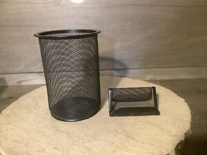 Mesh Business Card Holder and Mini Trash Can by Eldon Office Products Black